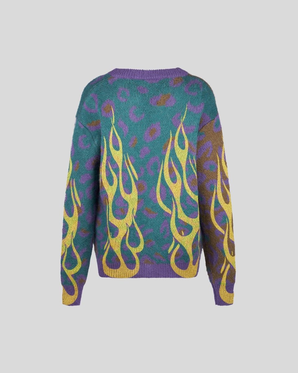 MULTICOLOR CARDIGAN WITH YELLOW FLAMES - Vision of Super