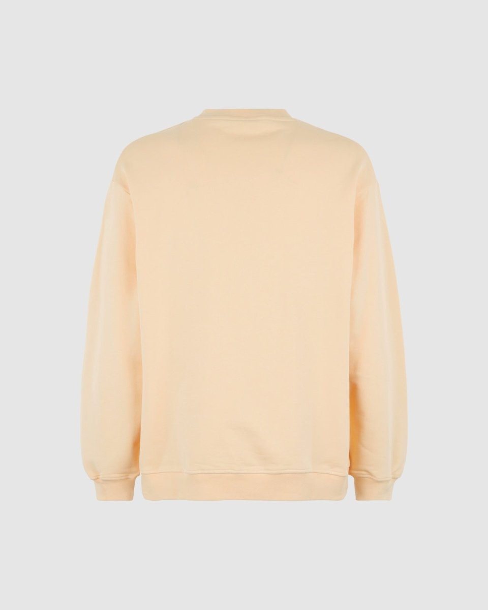 PEACH CREWNECK WITH EMBROIDERED FLAMING HEART - Vision of Super