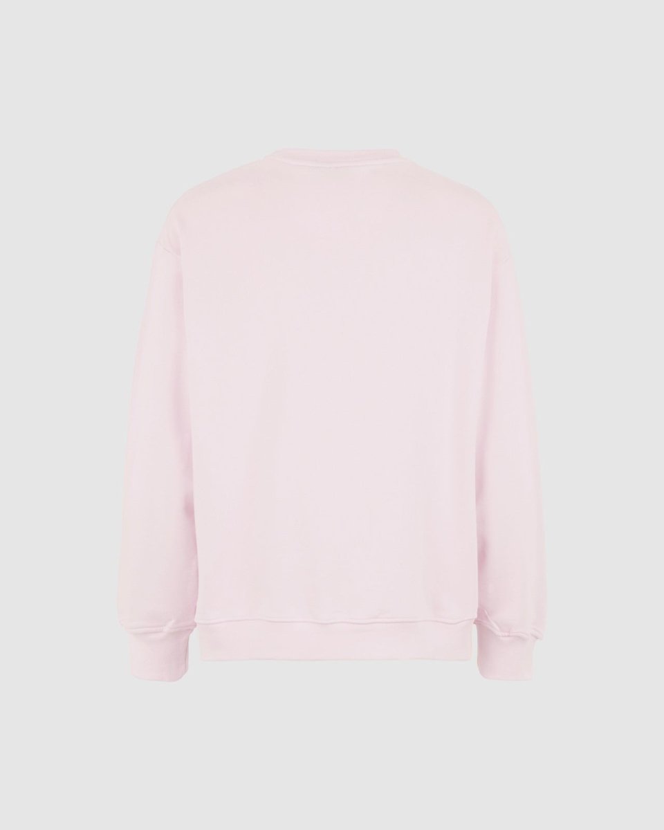 PINK CREWNECK WITH EMBROIDERED FLAMING HEART - Vision of Super