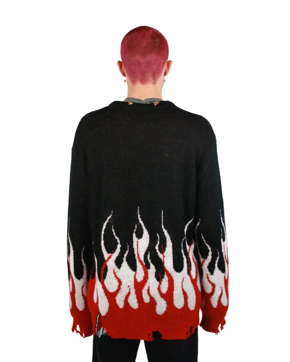Red Double Flames Black Jumper - Vision of Super