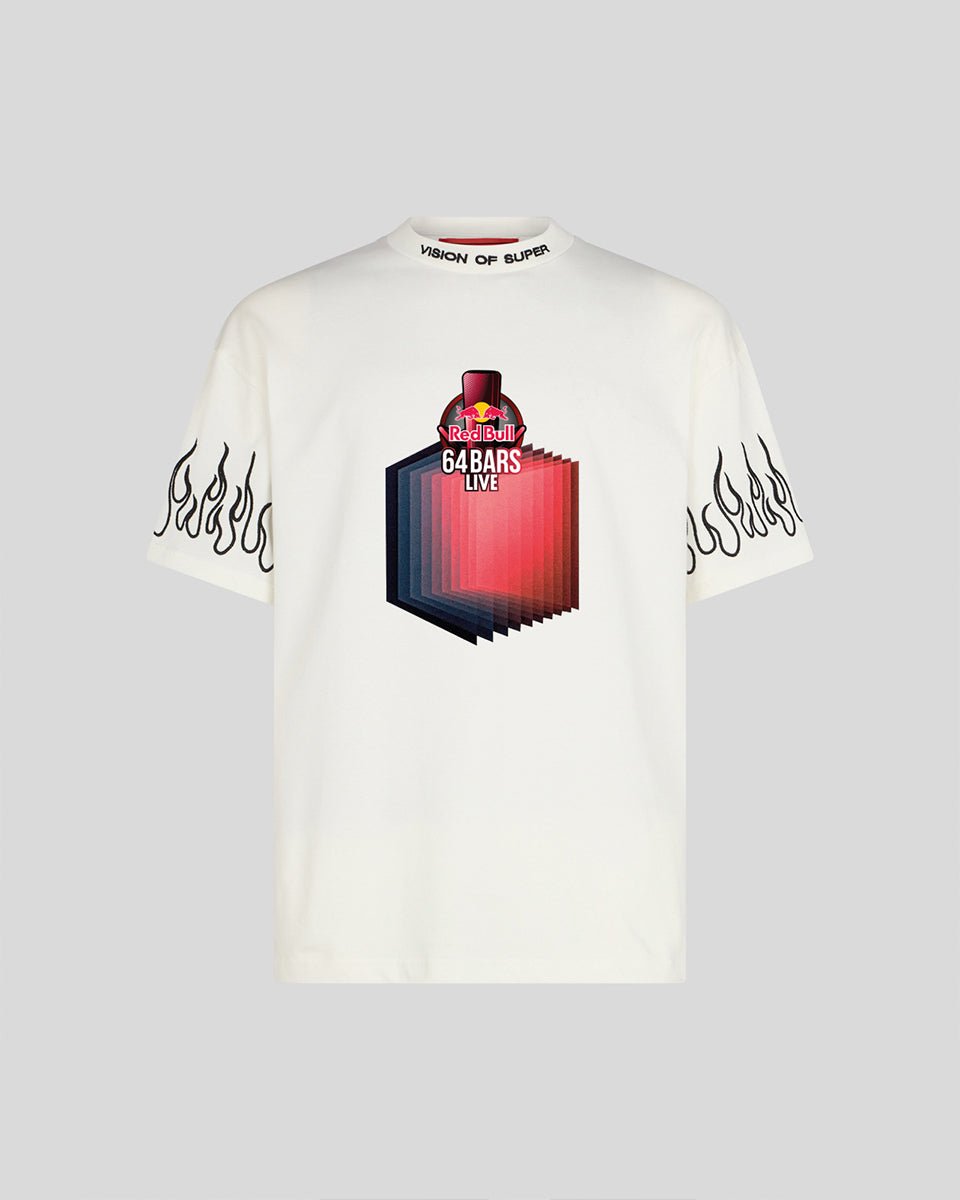 WHITE T-SHIRT WITH RED BULL 64 BARS PRINT - Vision of Super