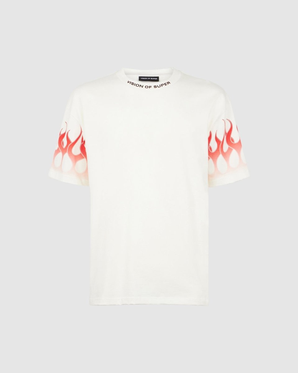 White T-shirt with Red Flames - Vision of Super