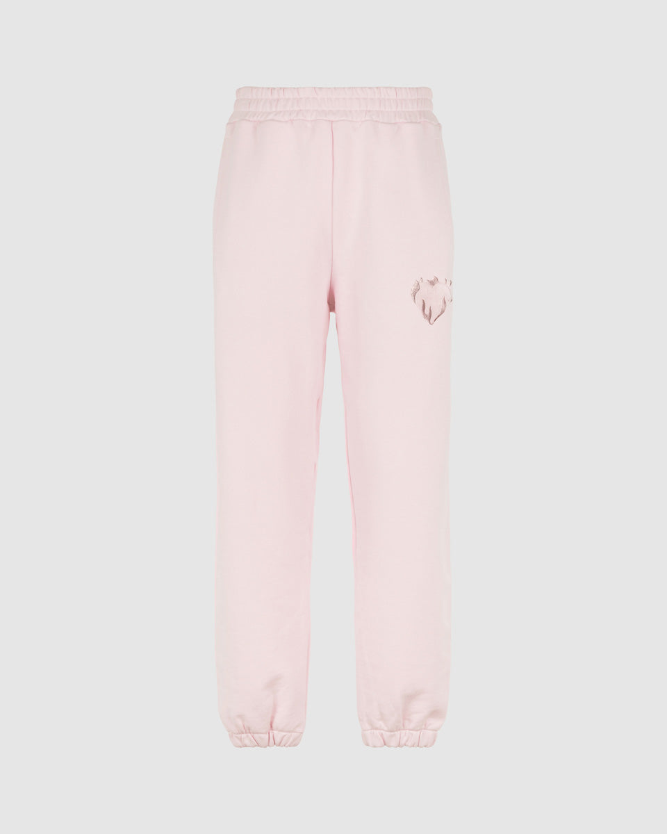 Vision Of Super PINK PANTS WITH EMBROIDERED FLAMING HEART