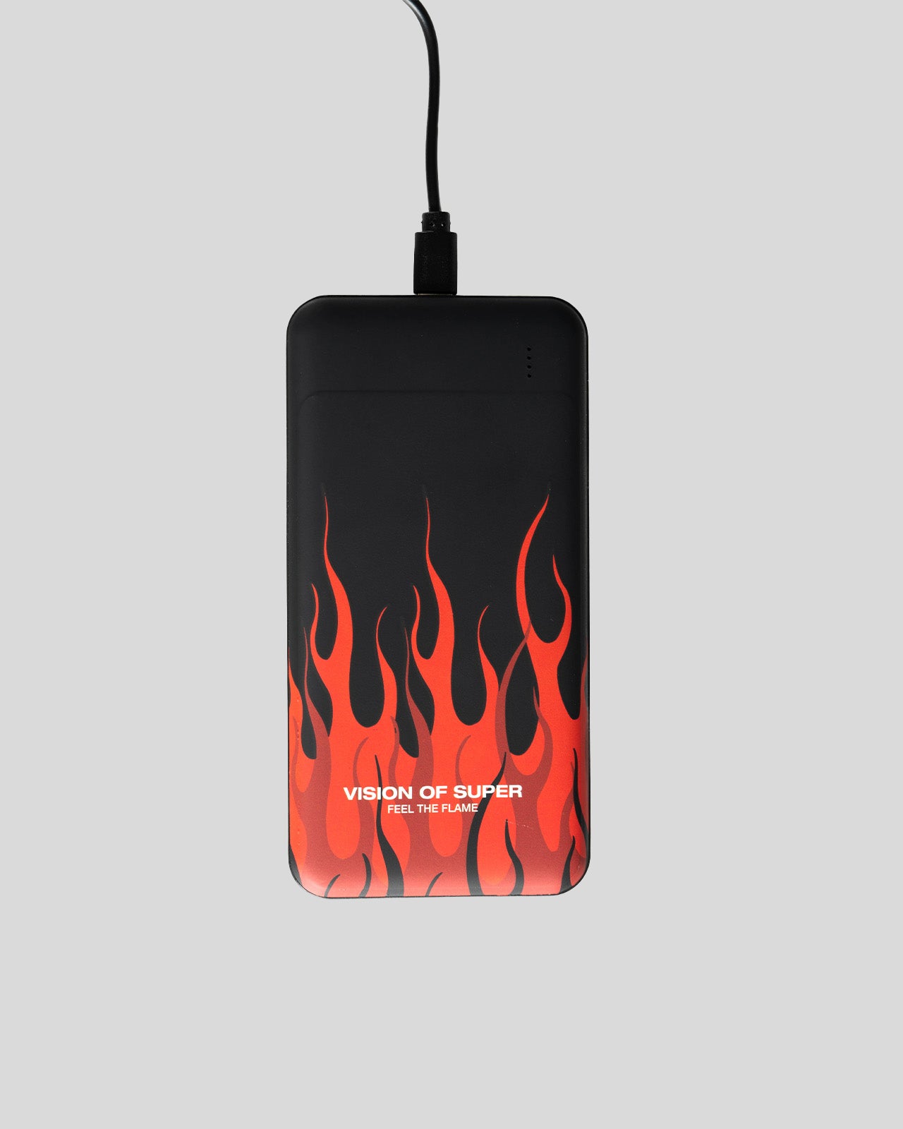 BLACK POWERBANK WITH RED FLAMES AND WHITE LOGO