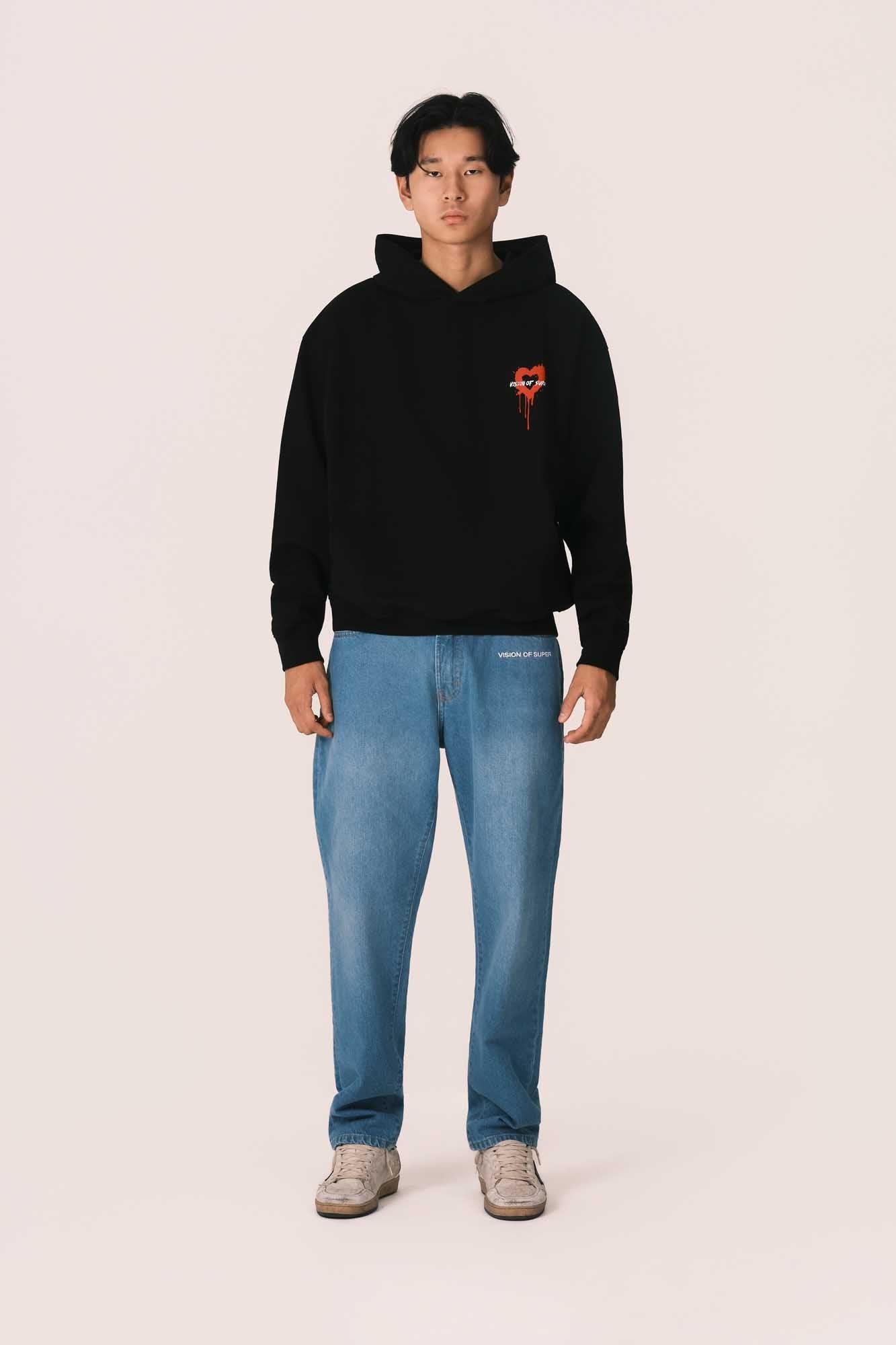 BLACK HOODIE WITH PUFF PRINT ON