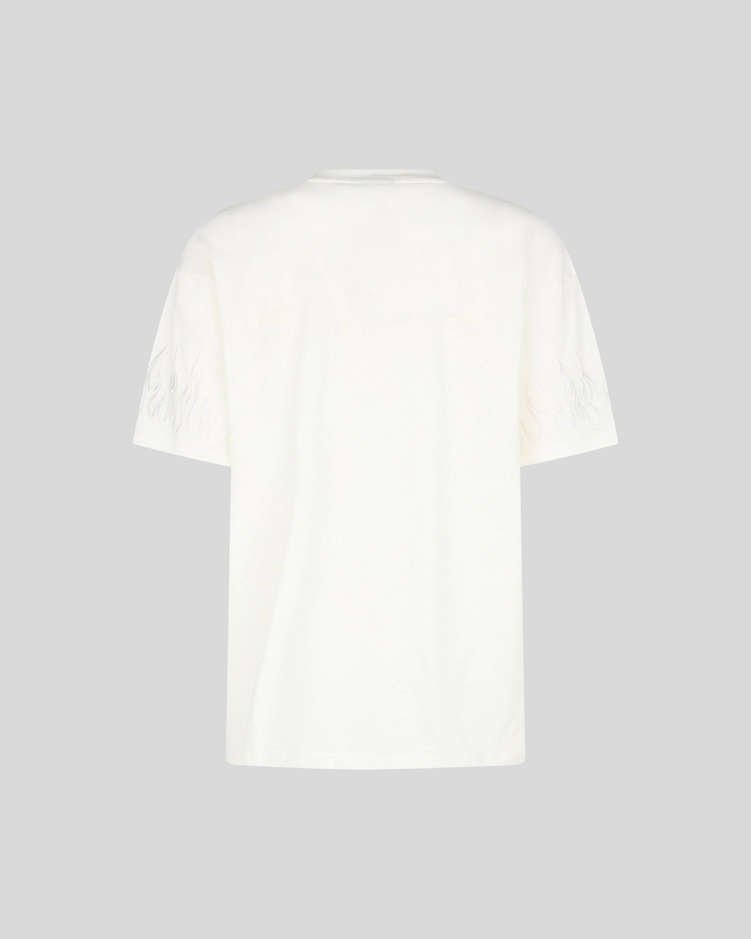 T-SHIRT BIANCA FIAMME BIANCHE RICAMATE Vision of Super SS24