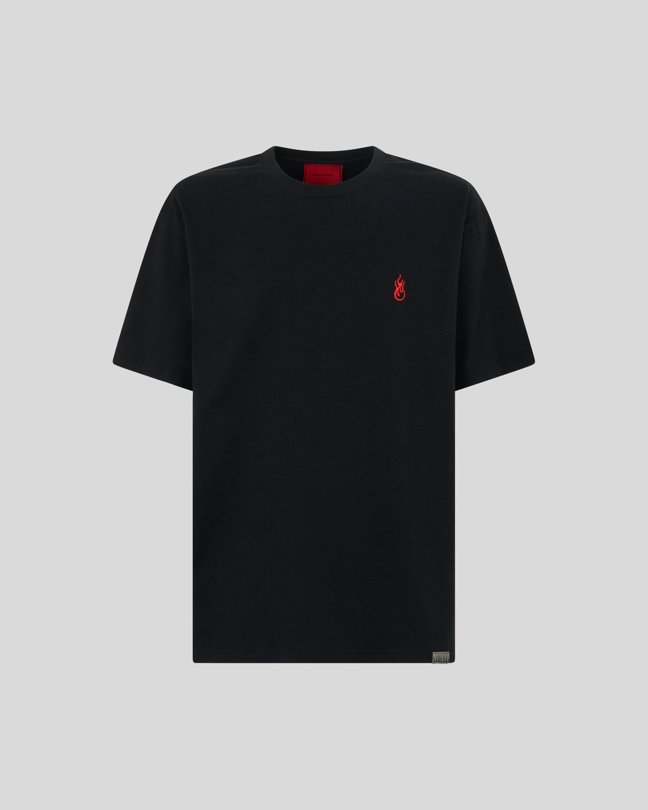 BLACK T-SHIRT WITH FLAMES LOGO
