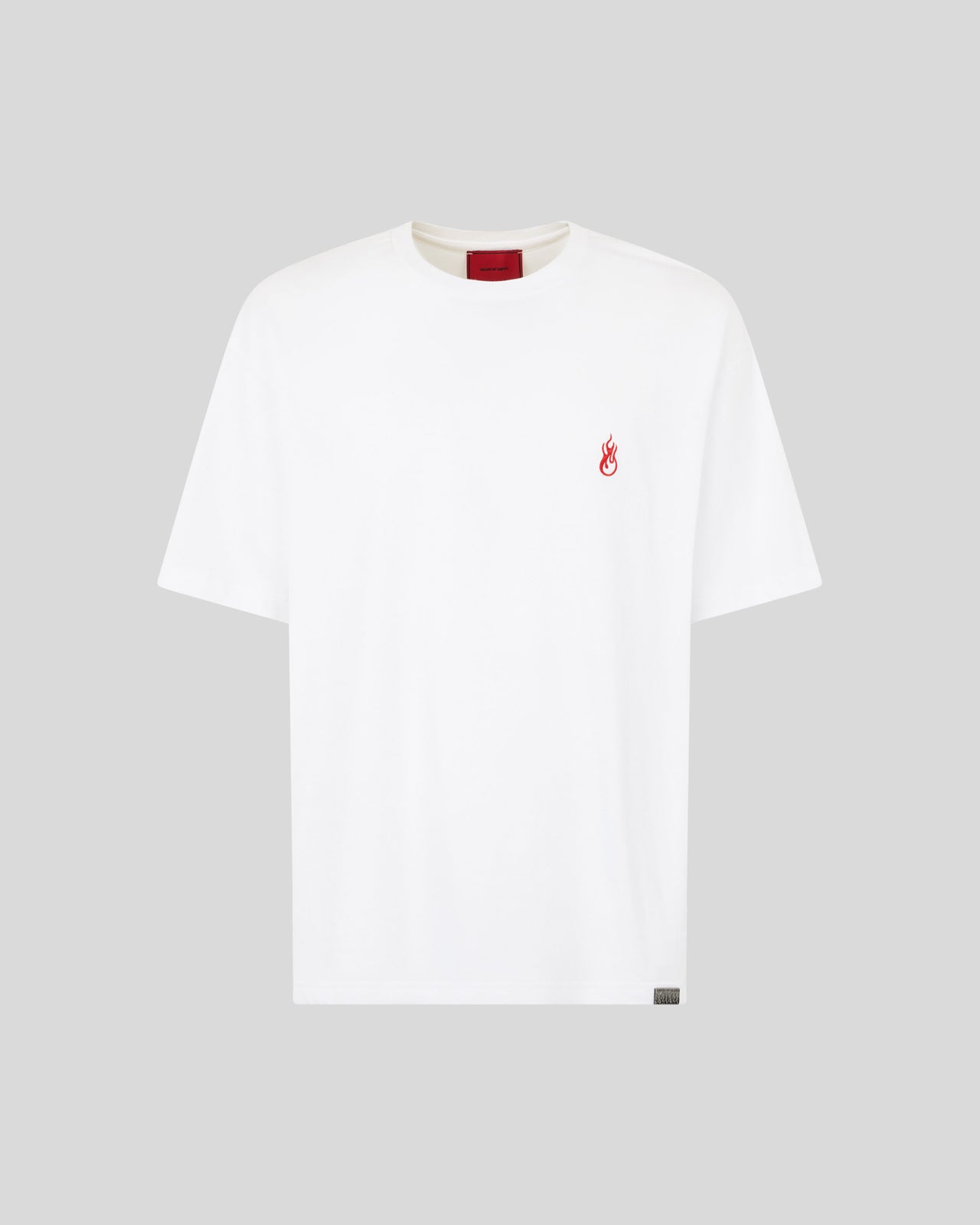 WHITE T-SHIRT WITH FLAMES LOGO