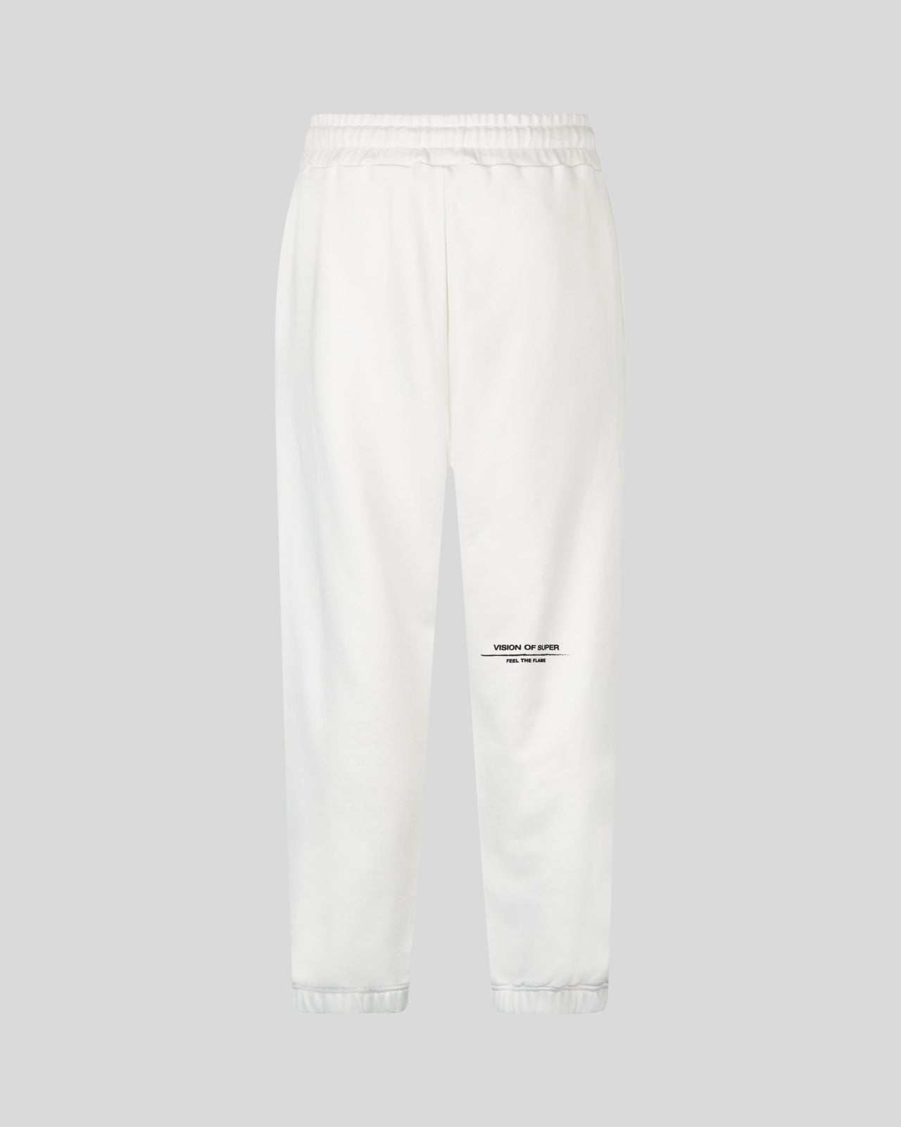 WHITE PANTS WITH FLAMES LOGO