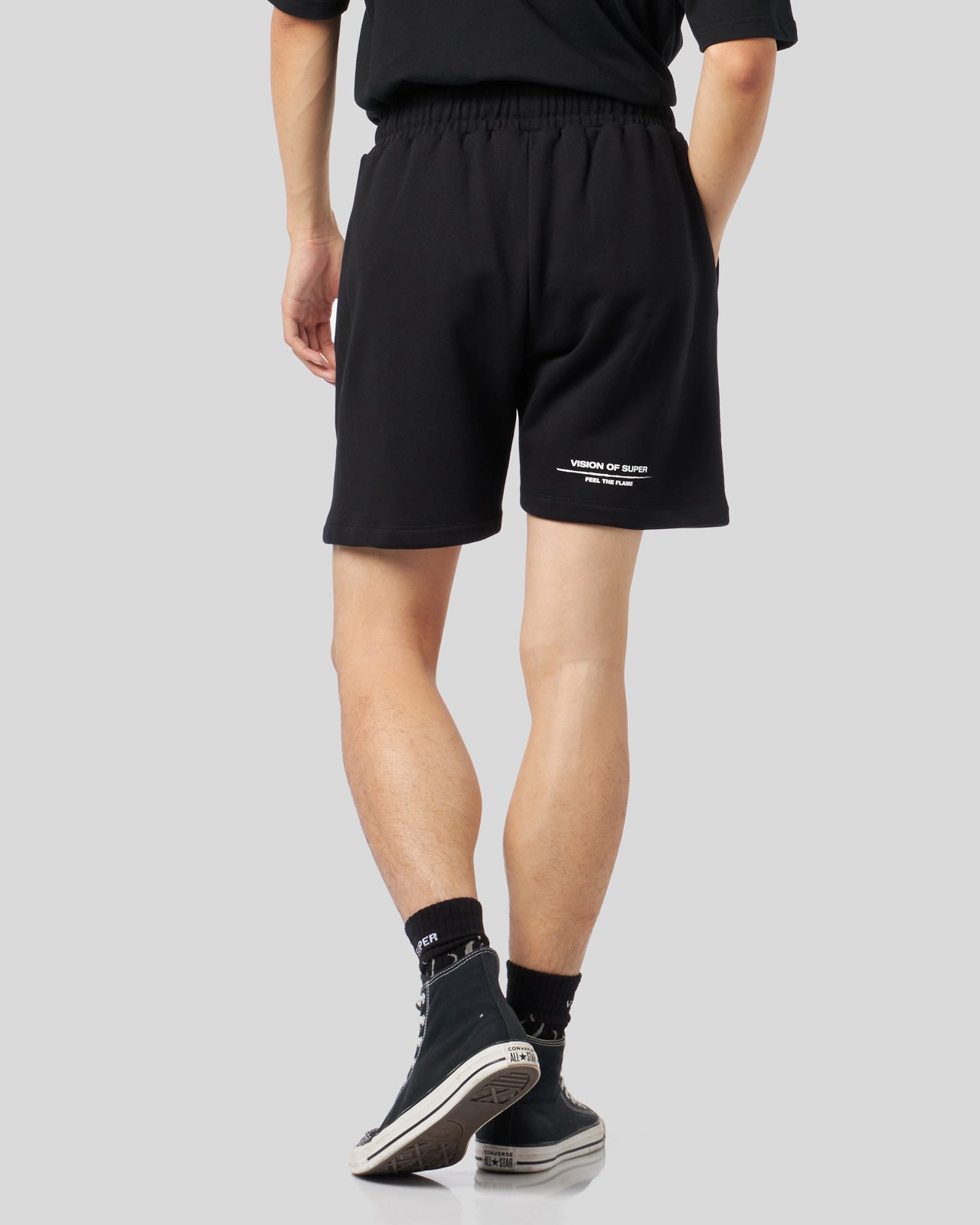 BLACK SHORTS WITH FLAMES LOGO