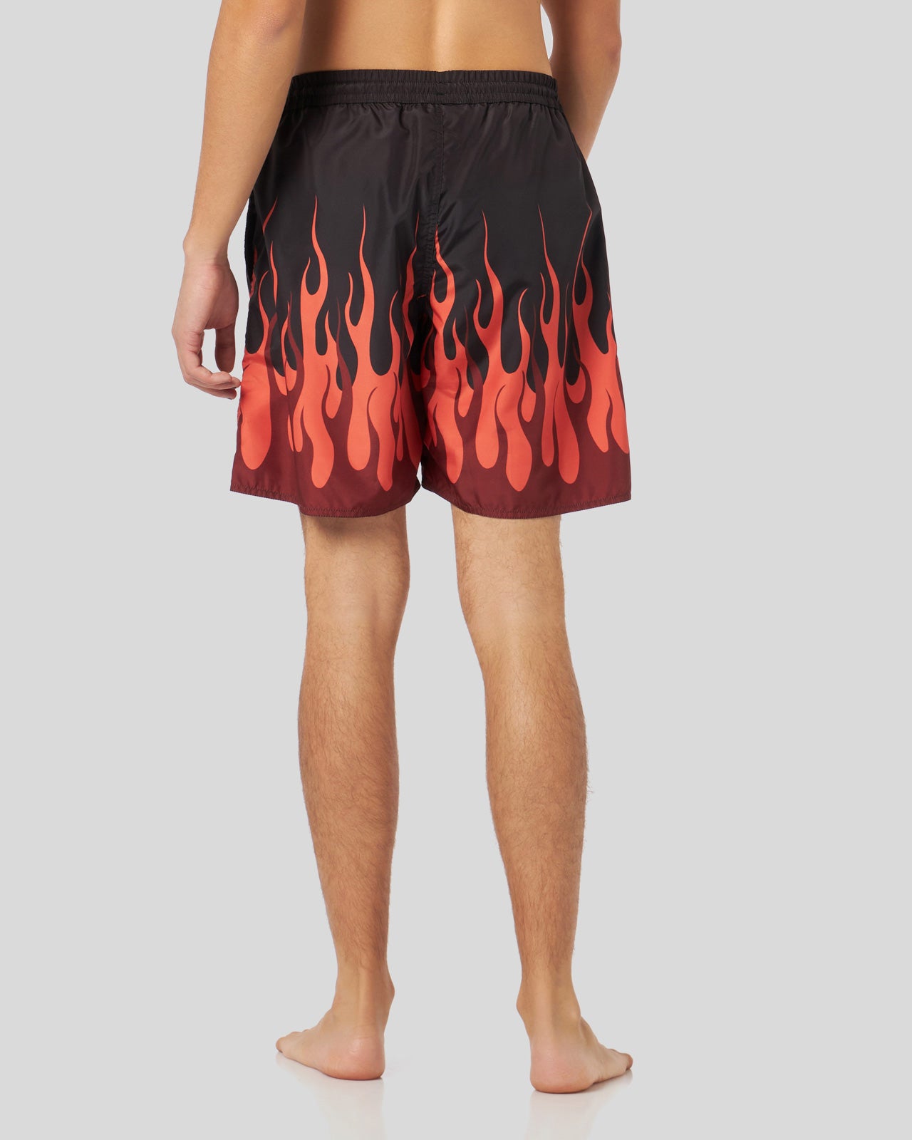 BLACK SWIMWEAR WITH DOUBLE RED FLAMES