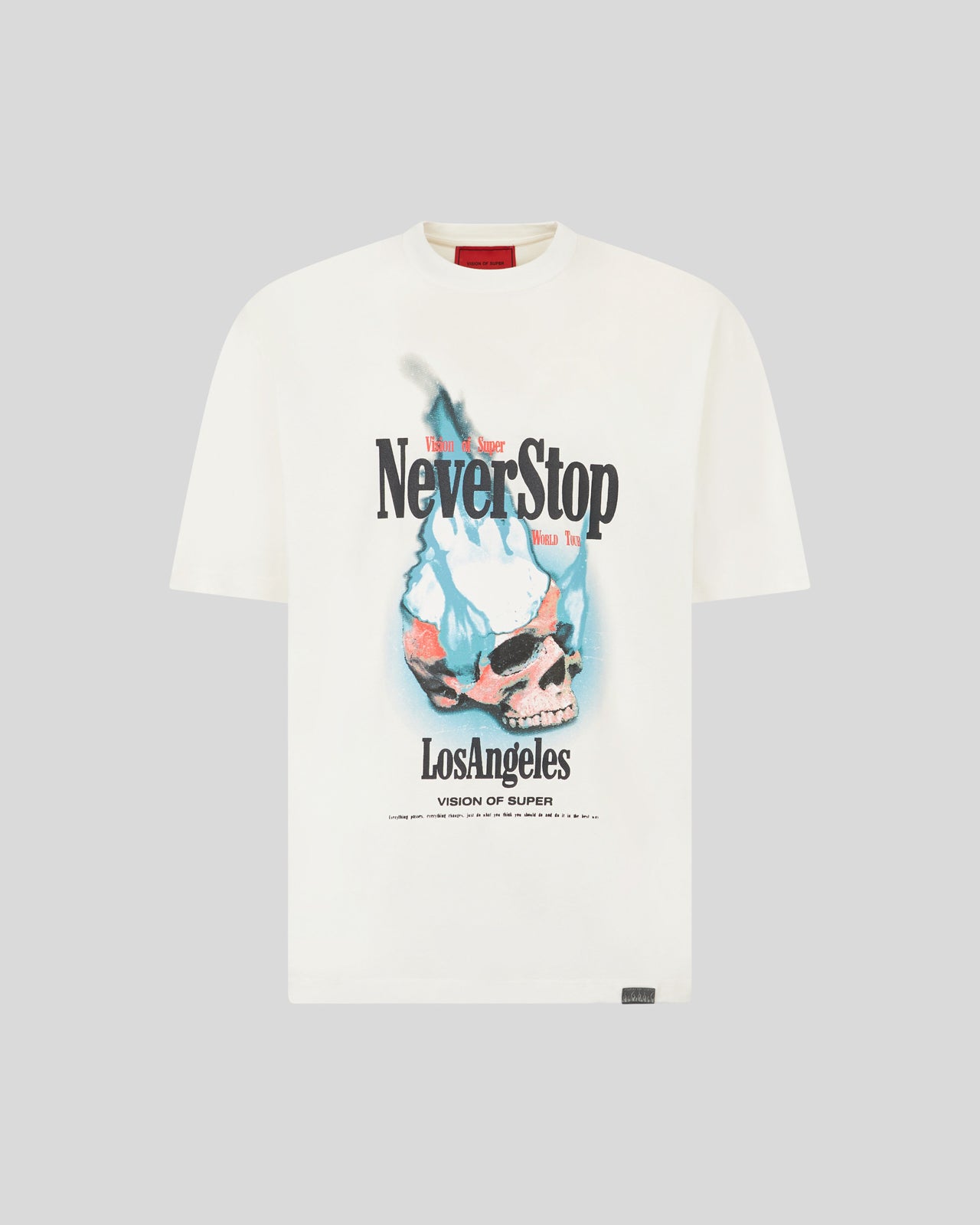 WHITE T-SHIRT WITH NEVER STOP PRINT