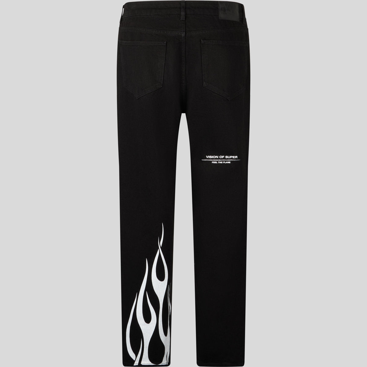 JEANS DENIM NERO STAMPATO FIAMME Vision of Super SS24