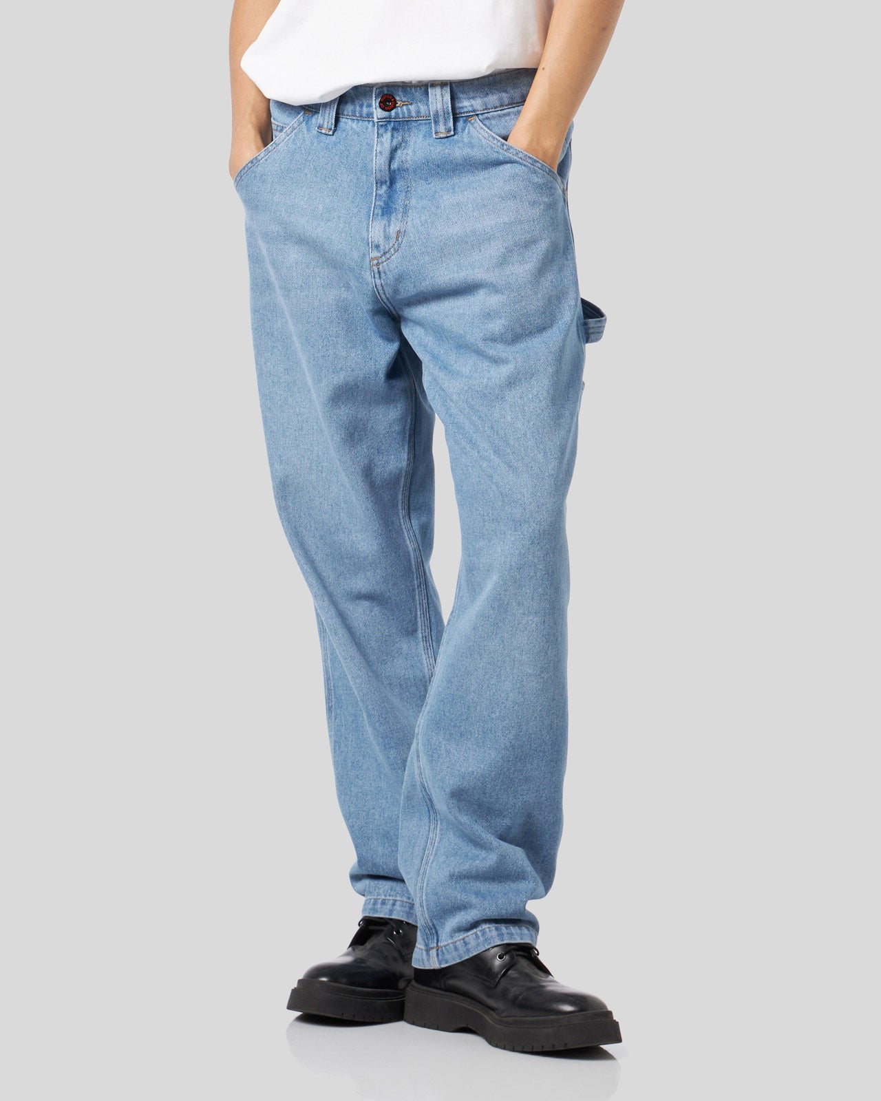 WORKER DENIM PANTS WITH ICONIC FLAMES PATCH