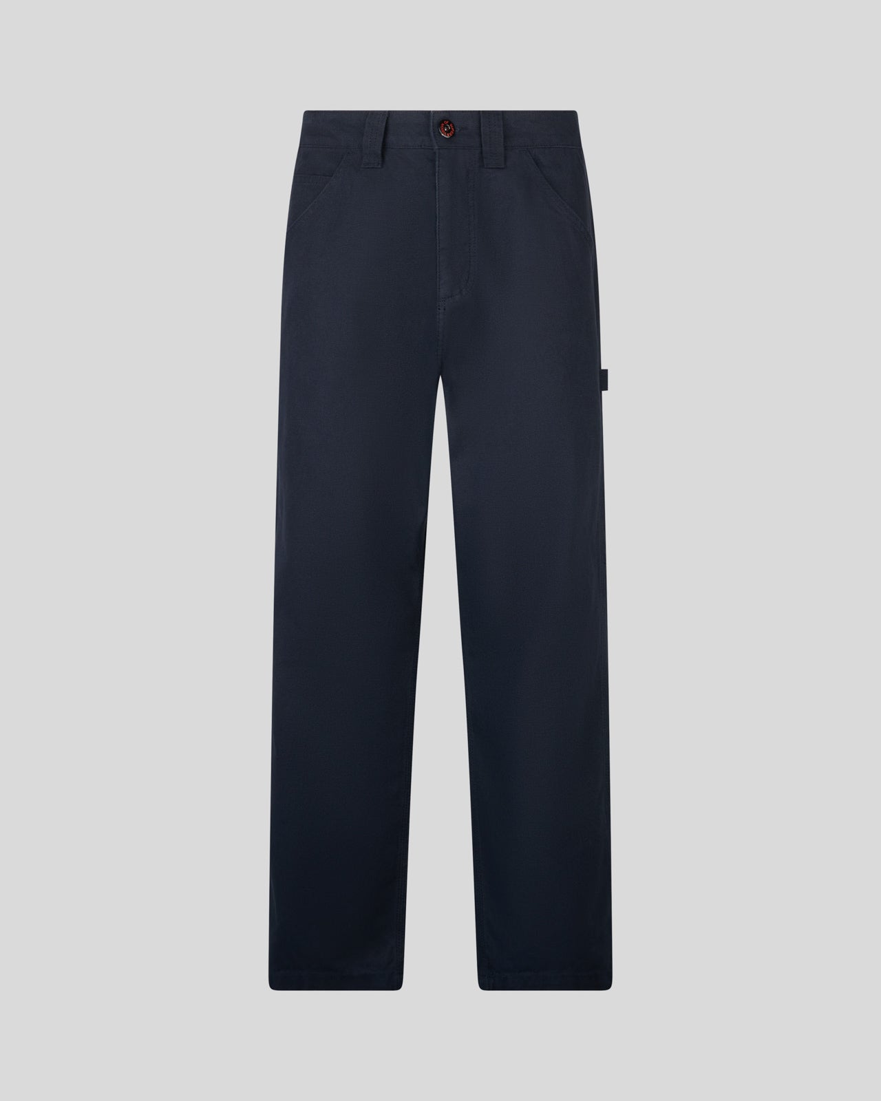 DARK BLUE WORKER PANTS WITH ICONIC FLAMES PATCH