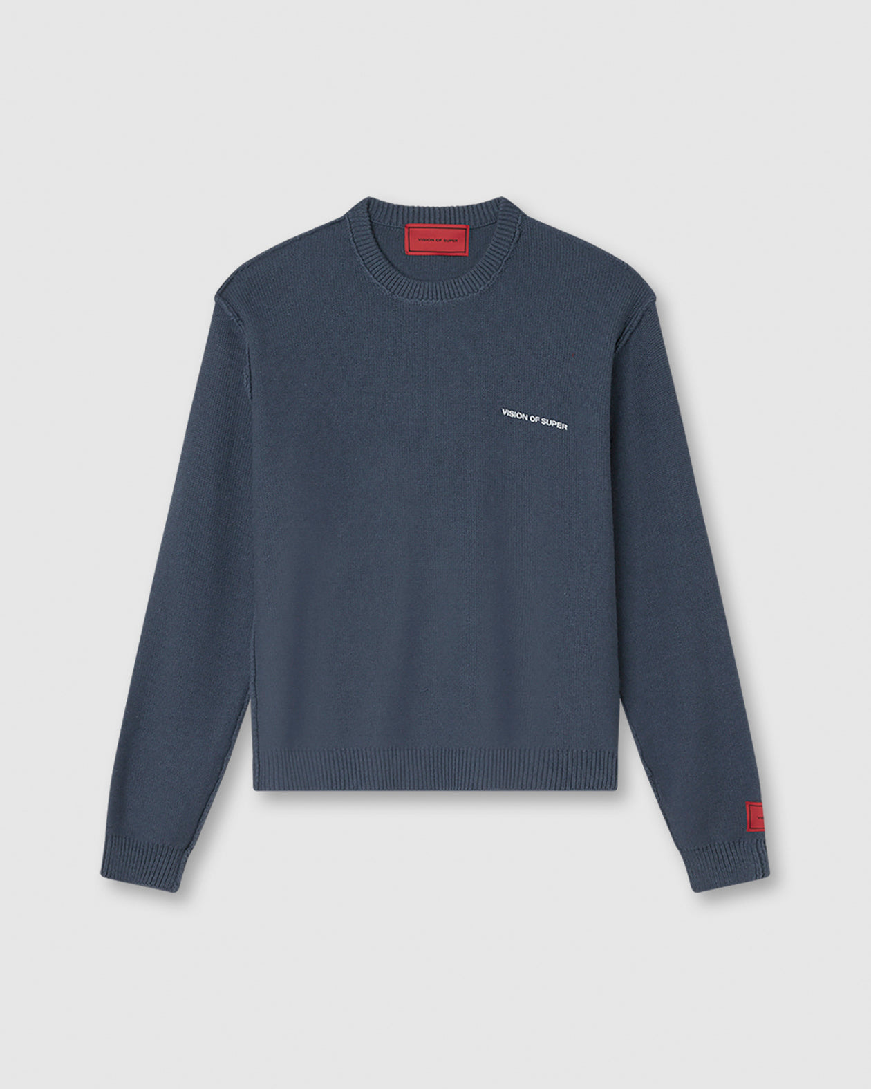 Vision Of Super BLUE JUMPER WITH WHITE PRINT VOS MILANO ON BACK AND PRINTED LOGO ON FRONT