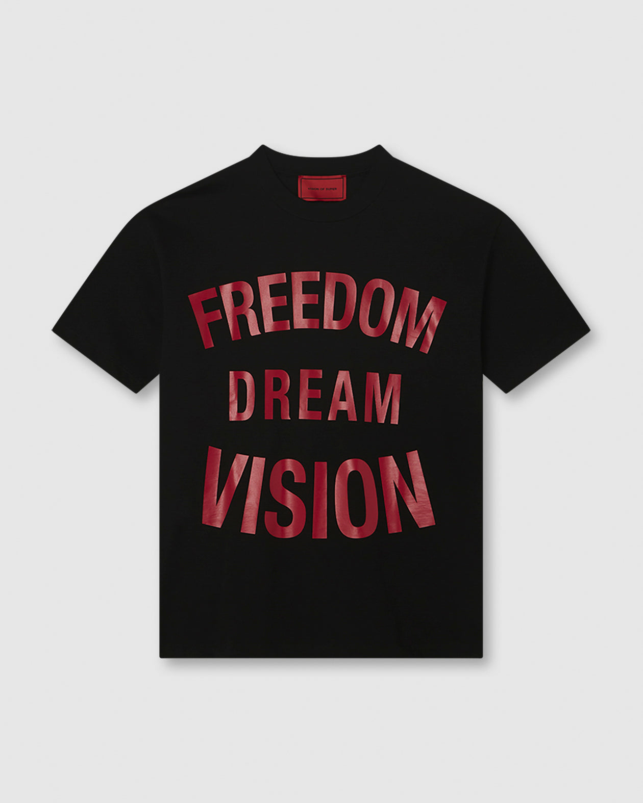 Vision Of Super BLACK T-SHIRT WITH FREEDOM PRINT ON FRONT AND METAL LABEL