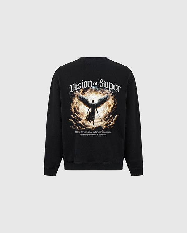 BLACK CREWNECK WITH ANGEL PRINT ON BACK