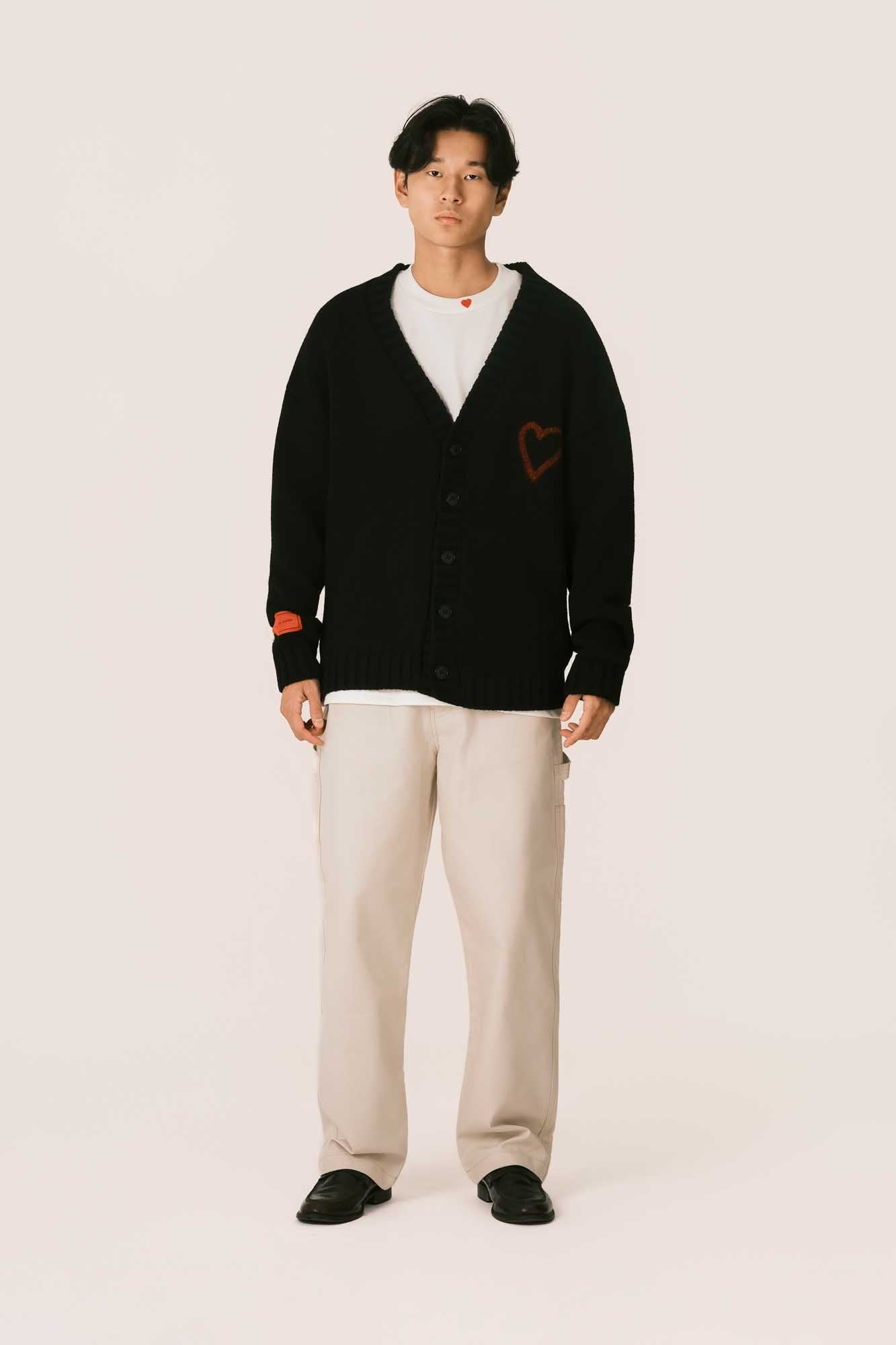 BLACK CARDIGAN WITH HEART