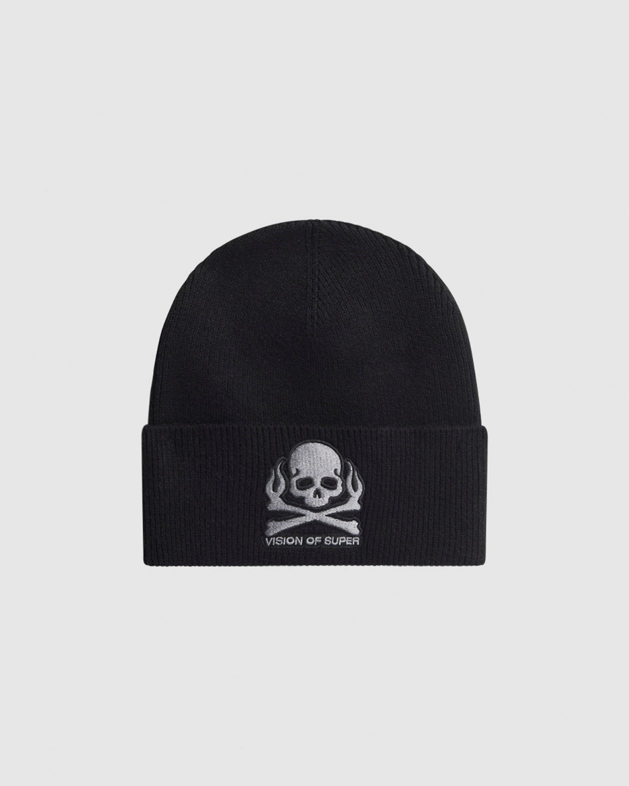 Vision Of Super BLACK BEANIE WITH SKULL PATCH