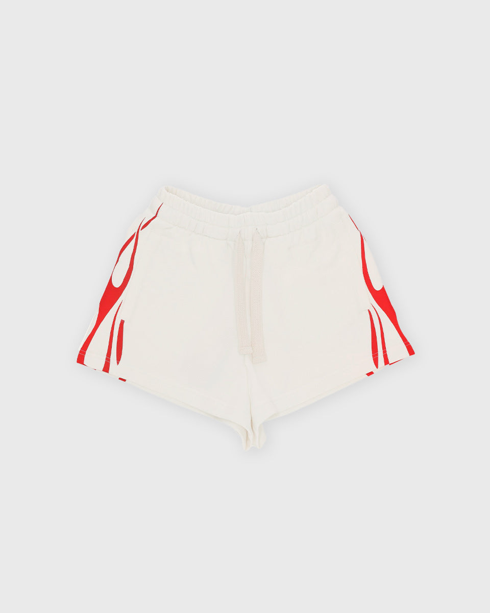 SHORTS DONNA BIANCHI CON FIAMME ROSSE