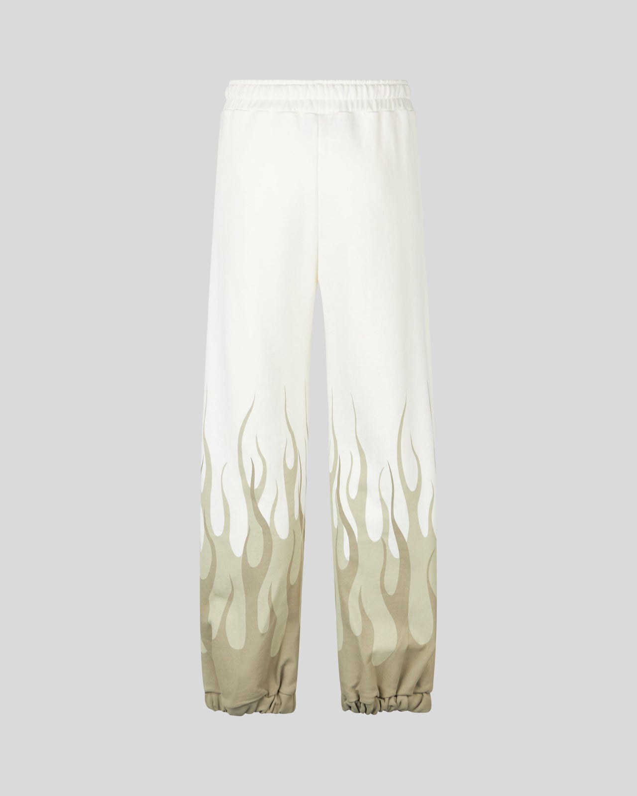 WHITE PANTS WITH DOUBLE SAND FLAMES PRINT