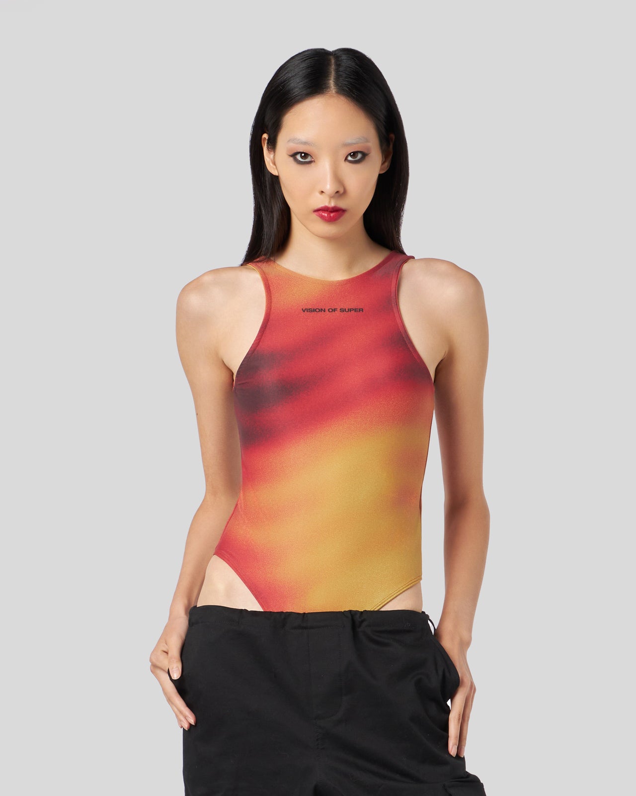TRIPPED BODY WITH ABSTRACT FIRE PRINT