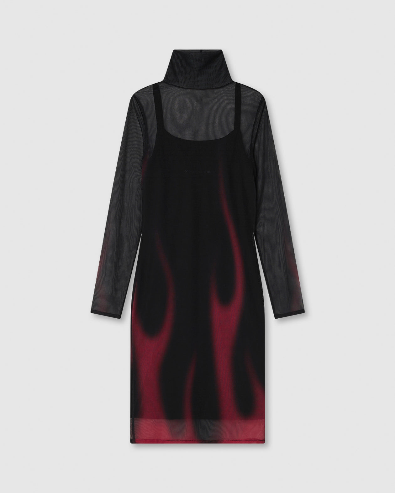 Vision Of Super BLACK MIDI DRESS WITH PINK FLAMES