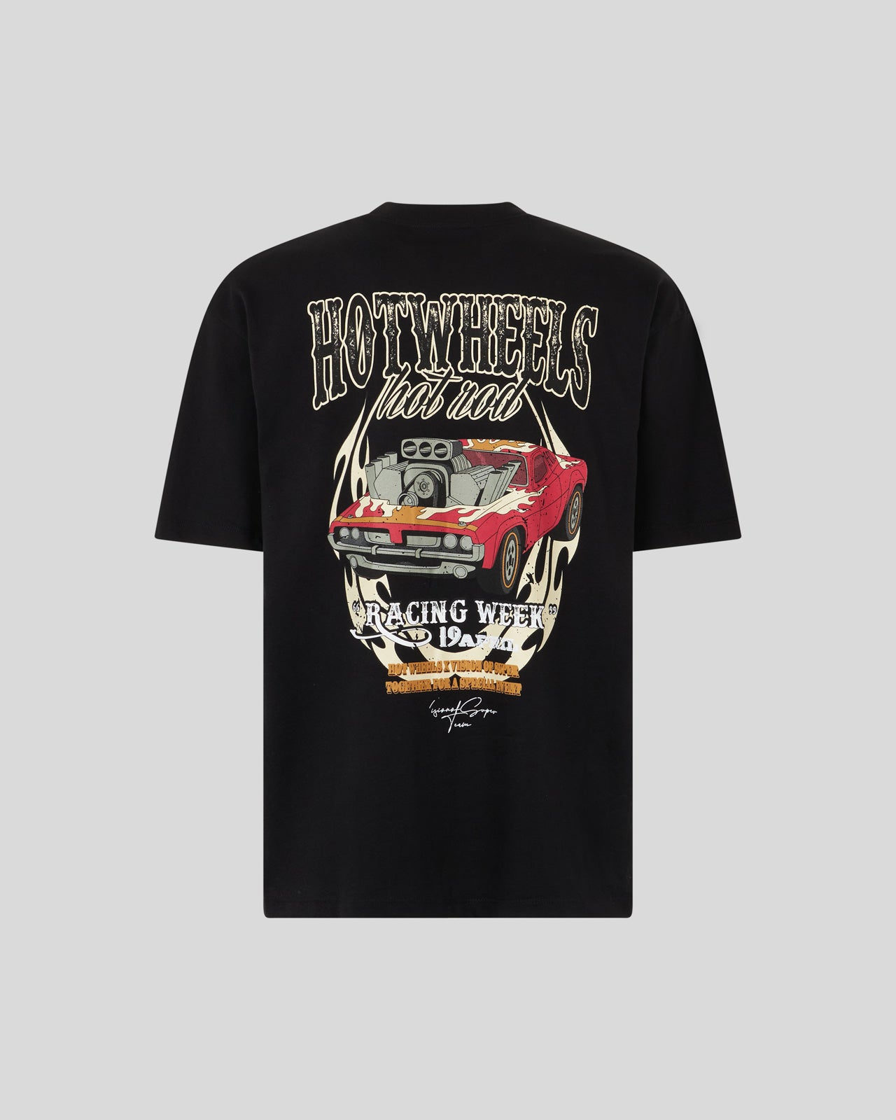 BLACK T-SHIRT WITH RED CAR PRINT