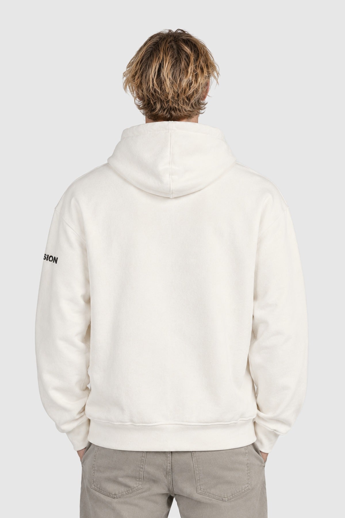 Hoodie with back print – White