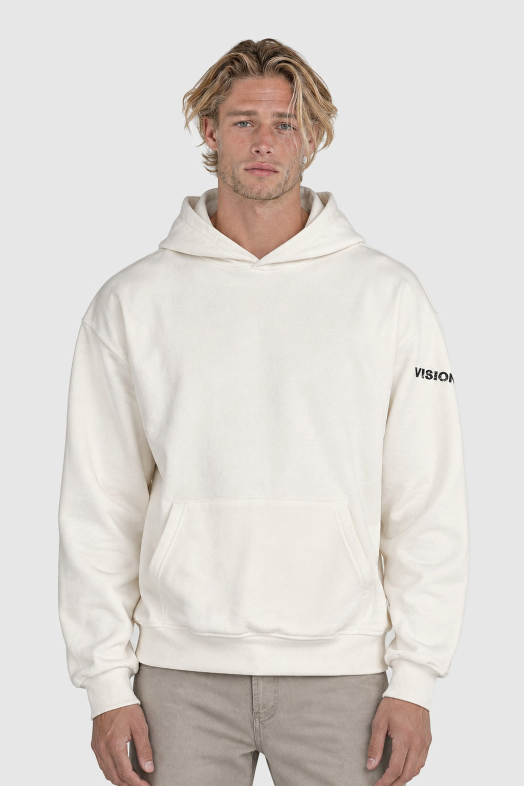 Hoodie with back print – White