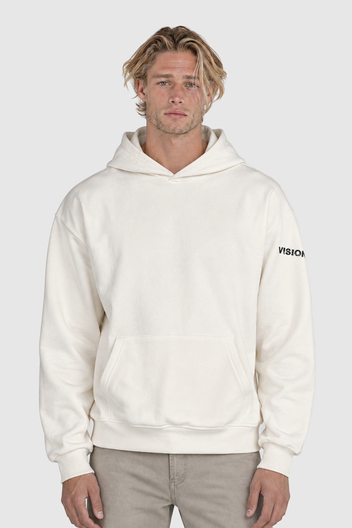 Hoodie with back print – White