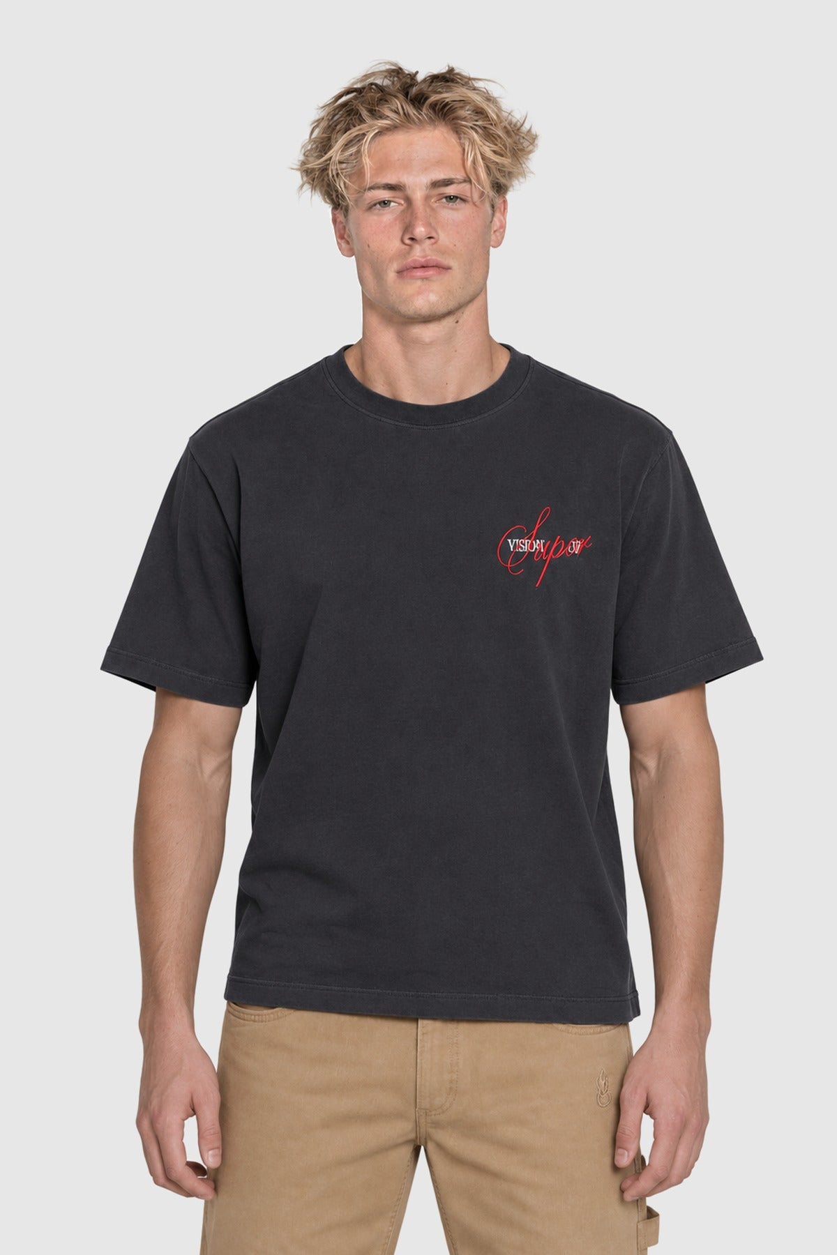 T-shirt con ricamo VOS – Nero NERO/NERO | Vision of Super