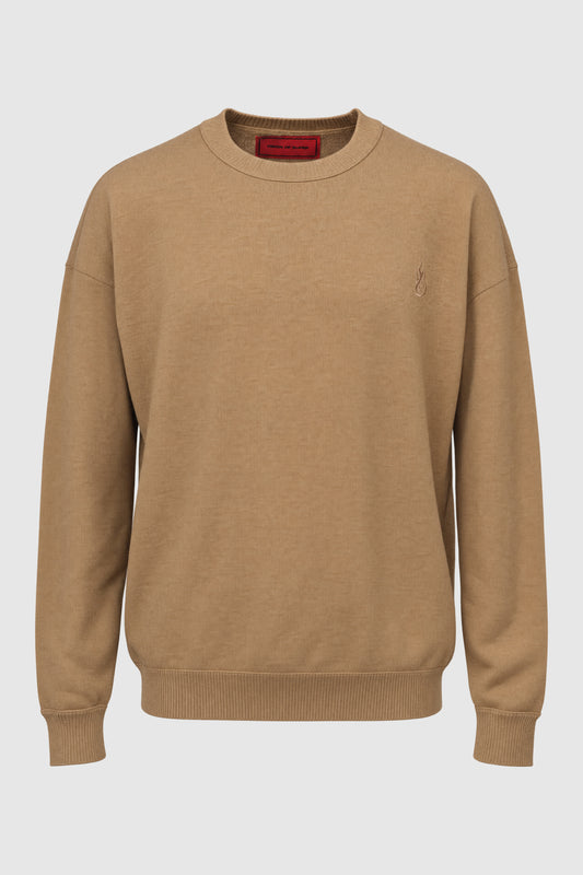 Maglione girocollo in cotone e lana – Beige S | Vision of Super