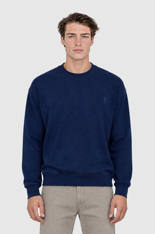 Cotton and wool crewneck sweater – Blue S | Vision of Super