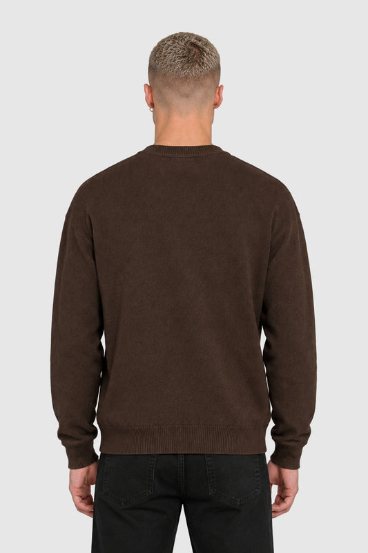 Cotton and wool crewneck sweater – Brown S | Vision of Super