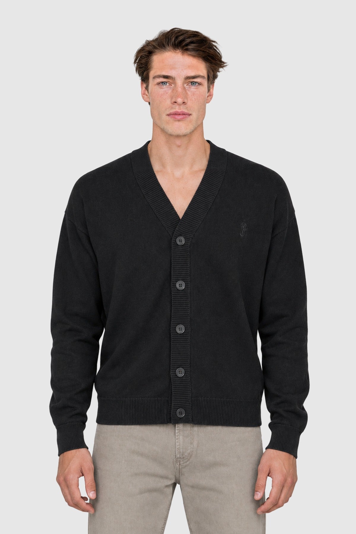 Cardigan in cotone e lana – Nero