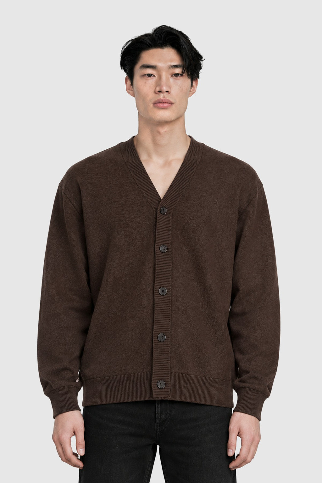 Cardigan in cotone e lana – Marrone