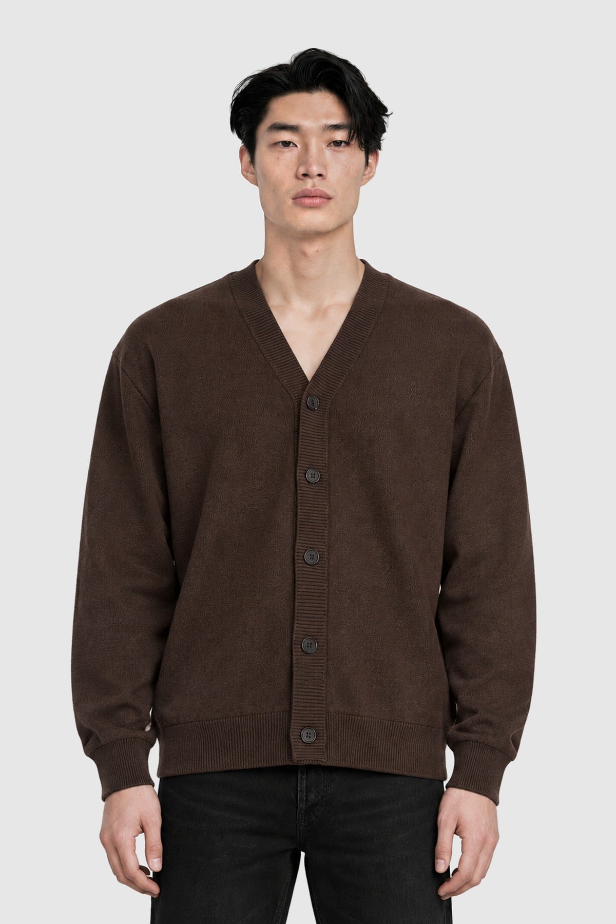 Cardigan in cotone e lana – Marrone