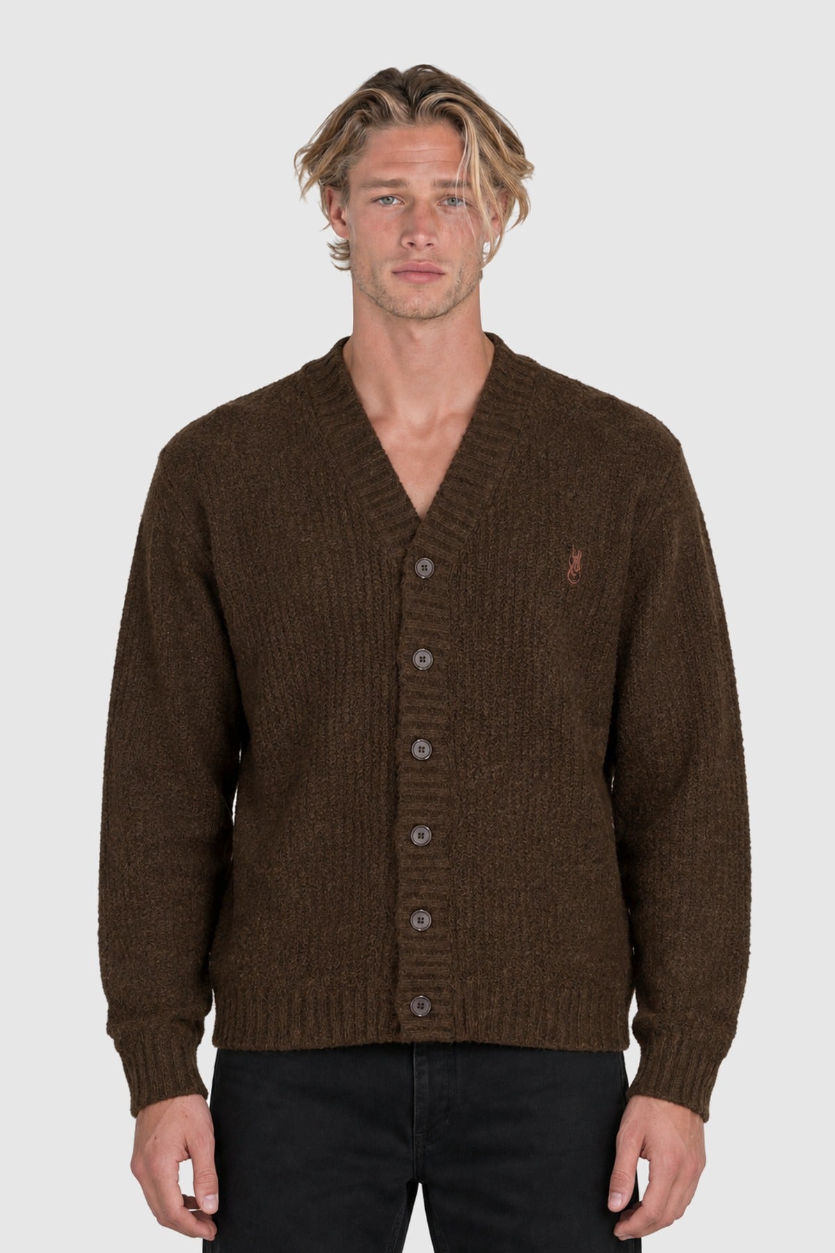 Cardigan in maglia grossa con alpaca – Marrone MARRONE | Vision of Super