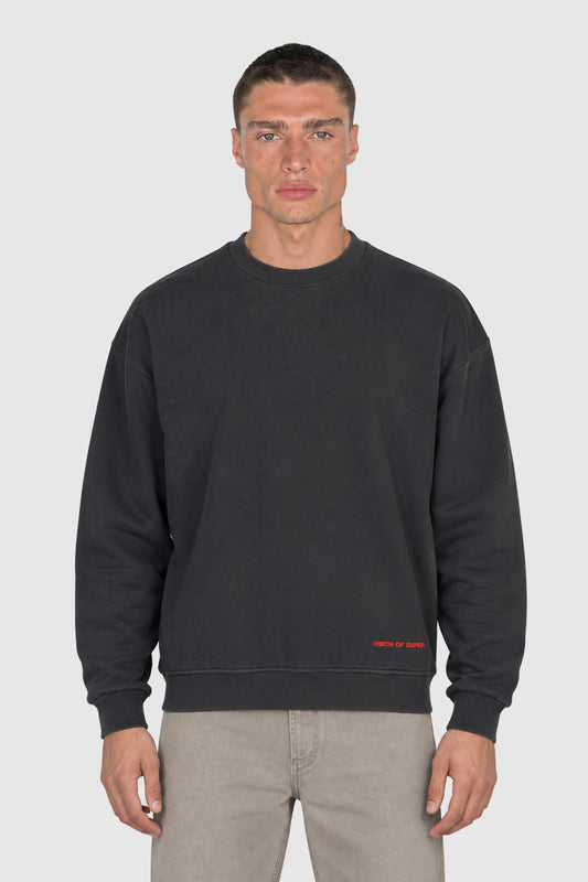 Crewneck sweatshirt with heart back print – Black XS | Vision of Super