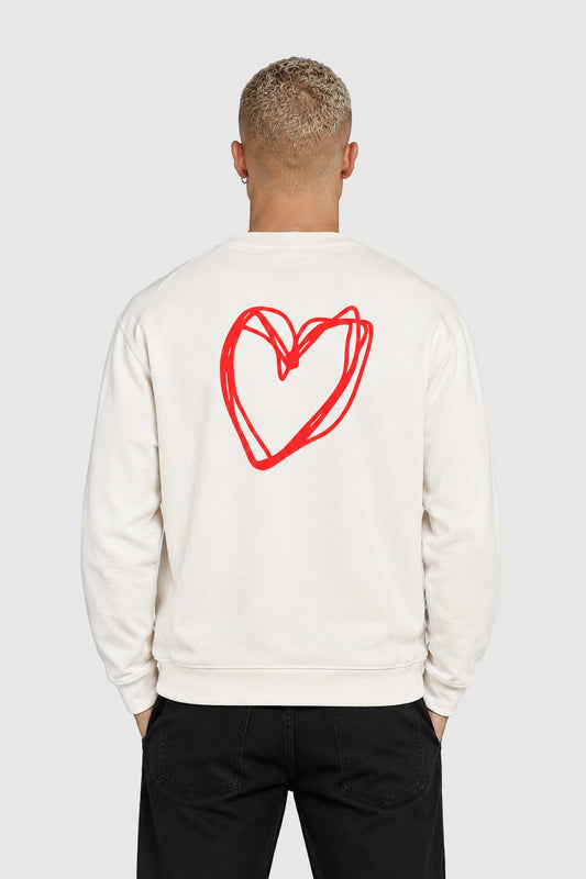 Crewneck sweatshirt with heart back print – White XS | Vision of Super