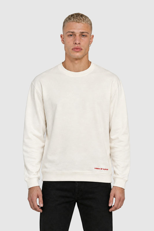 Crewneck sweatshirt with heart back print – White XS | Vision of Super