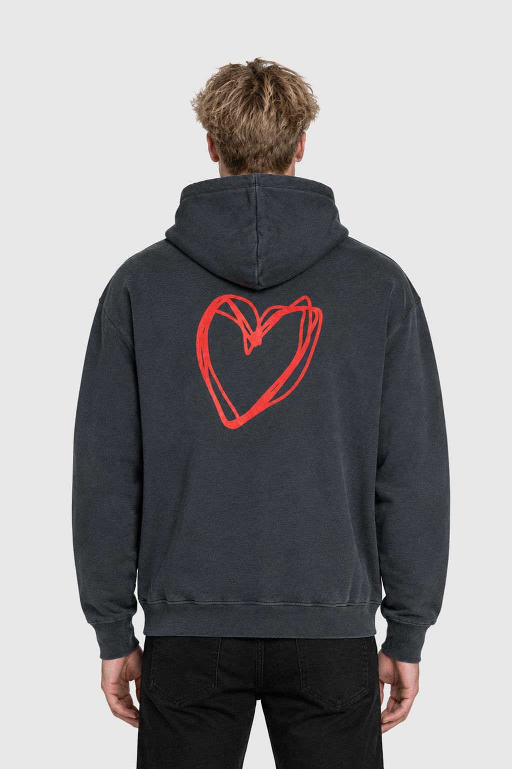Hoodie with heart back print – Black