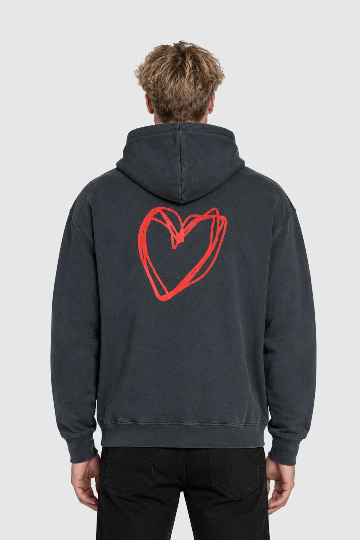 Hoodie with heart back print – Black