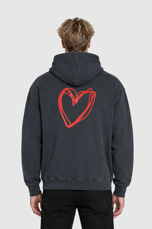 Hoodie with heart back print – Black XS | Vision of Super
