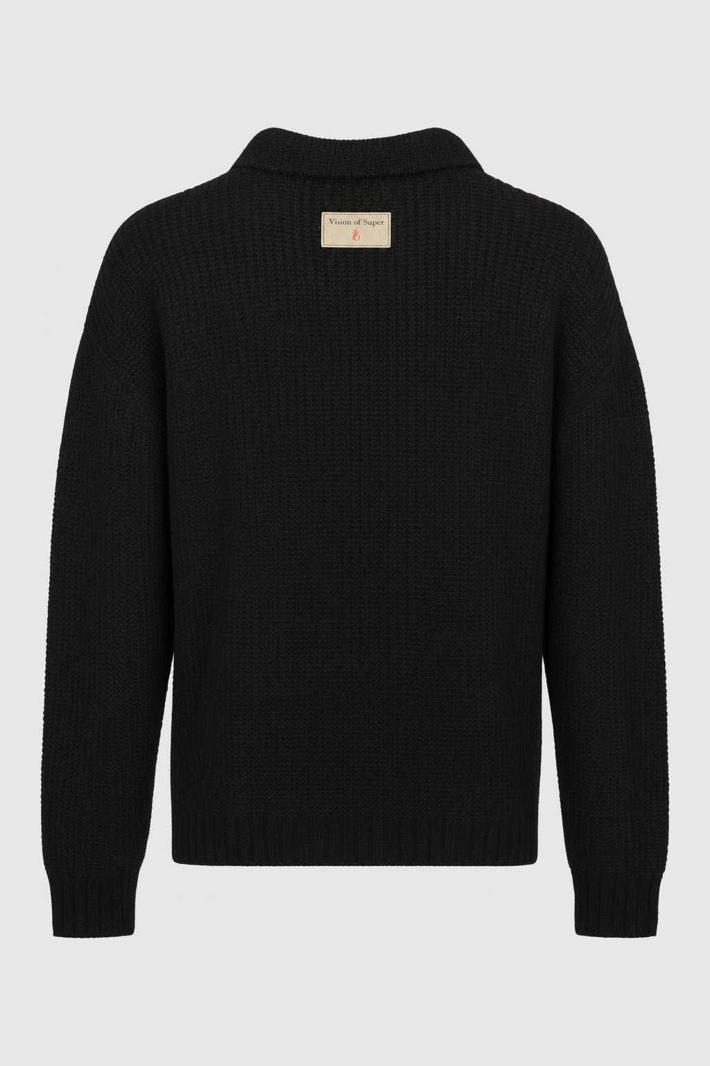 Polo in maglia grossa con alpaca – Nero – vista posteriore
