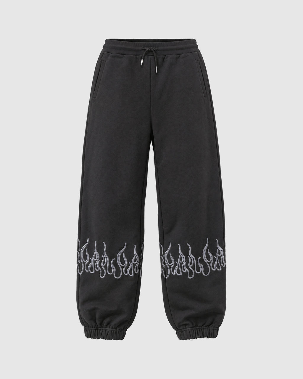 Tuta con fiamme, felpa con zip e pantalone – Nero e grigio – pantalone
