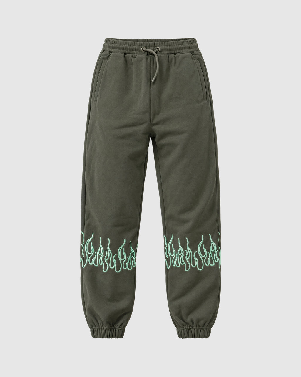 Tuta con fiamme, felpa con zip e pantalone – Verde scuro – pantalone