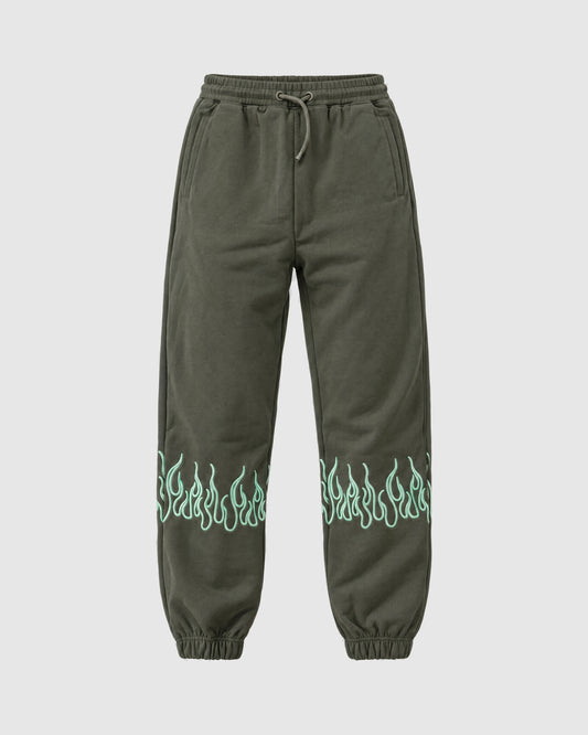Tuta con fiamme, felpa con zip e pantalone – Verde scuro S | Vision of Super